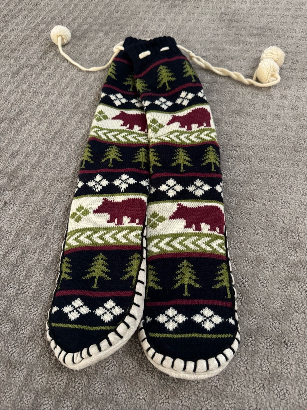 NWOT Lazy One Cozy Knit Slipper Socks - Black, Olive & Burgundy